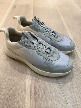 HUGO Kane Runn Trainers white cream grey ombré Size 9,5